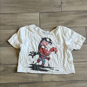 Marvel White Crop Top with Spiderman and venom